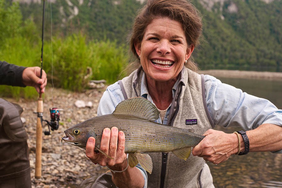 Happy fisherwoman